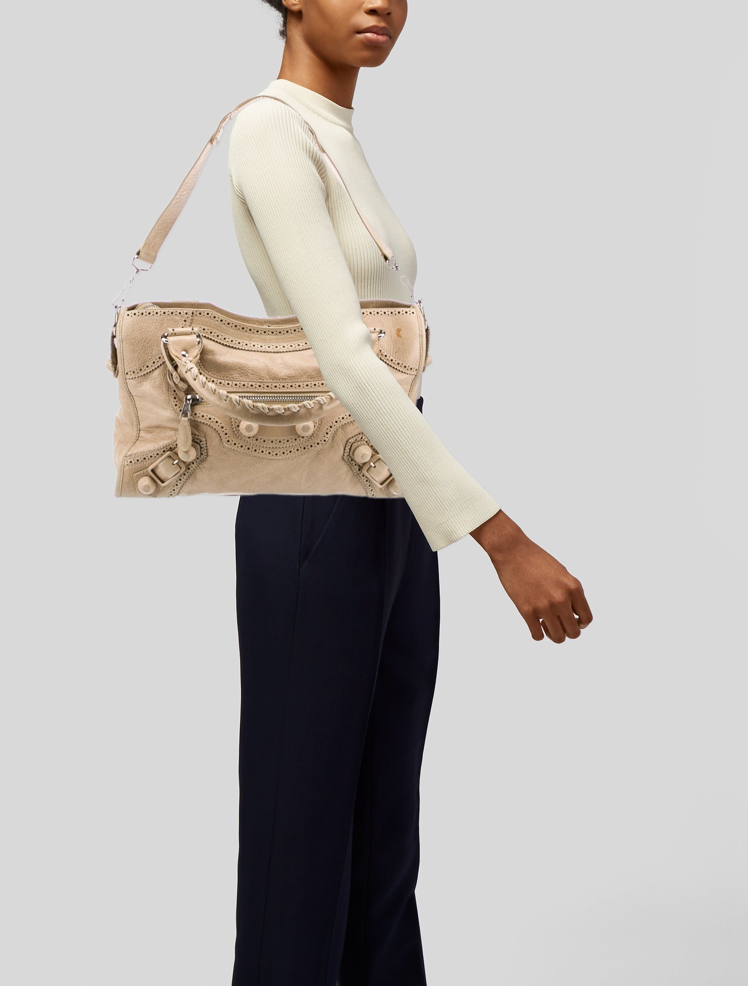Balenciaga Motocross Giant Covered Brogues City Bag - Neutrals
