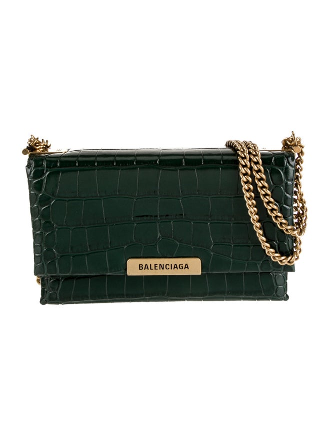 Balenciaga 2022 Small Embossed Triplet Bag - Green Crossbody Bags ...