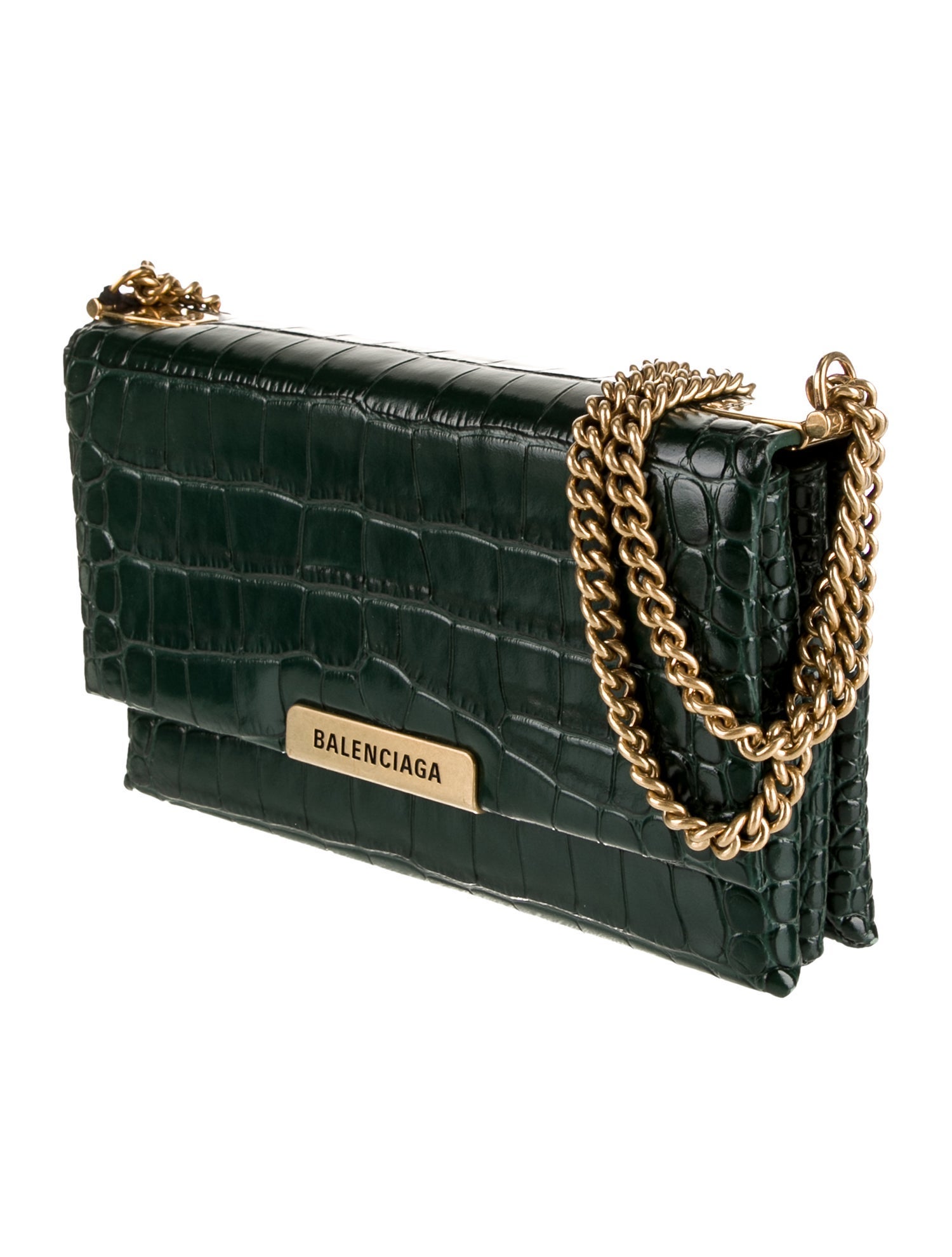 Balenciaga 2022 Small Embossed Triplet Bag - Green Crossbody Bags ...