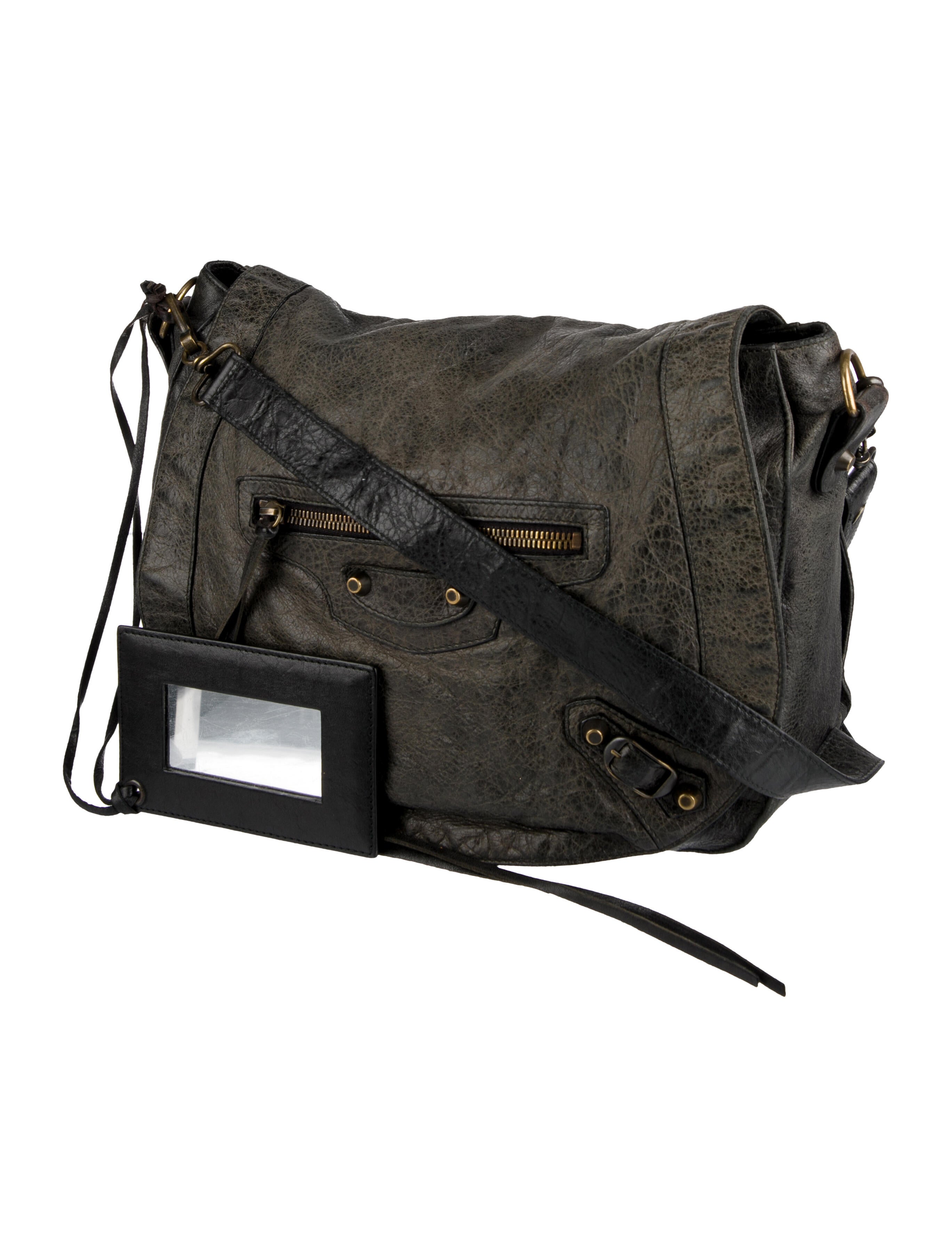 Balenciaga Motocross Classic Neo Folk Messenger Bag - Grey