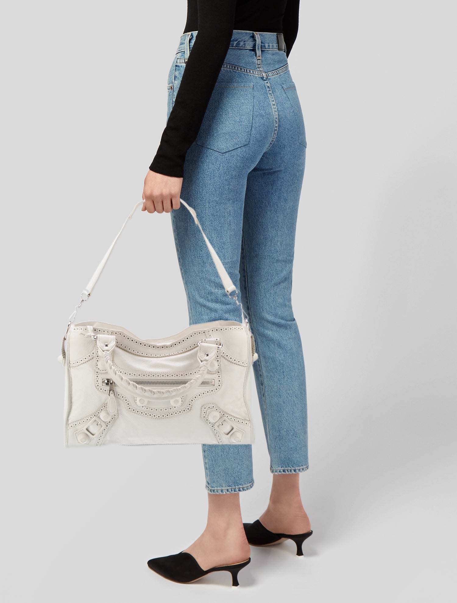 BALENCIAGA はぴ Balenciaga Motocross Giant Covered Brogues City Bag - White Handle