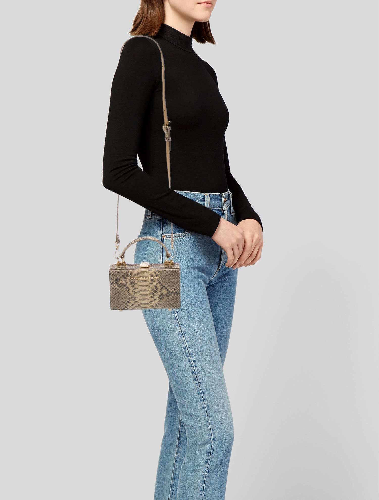 Brandon Blackwood Python Slim Trunk Handle Bag - Neutrals Handle