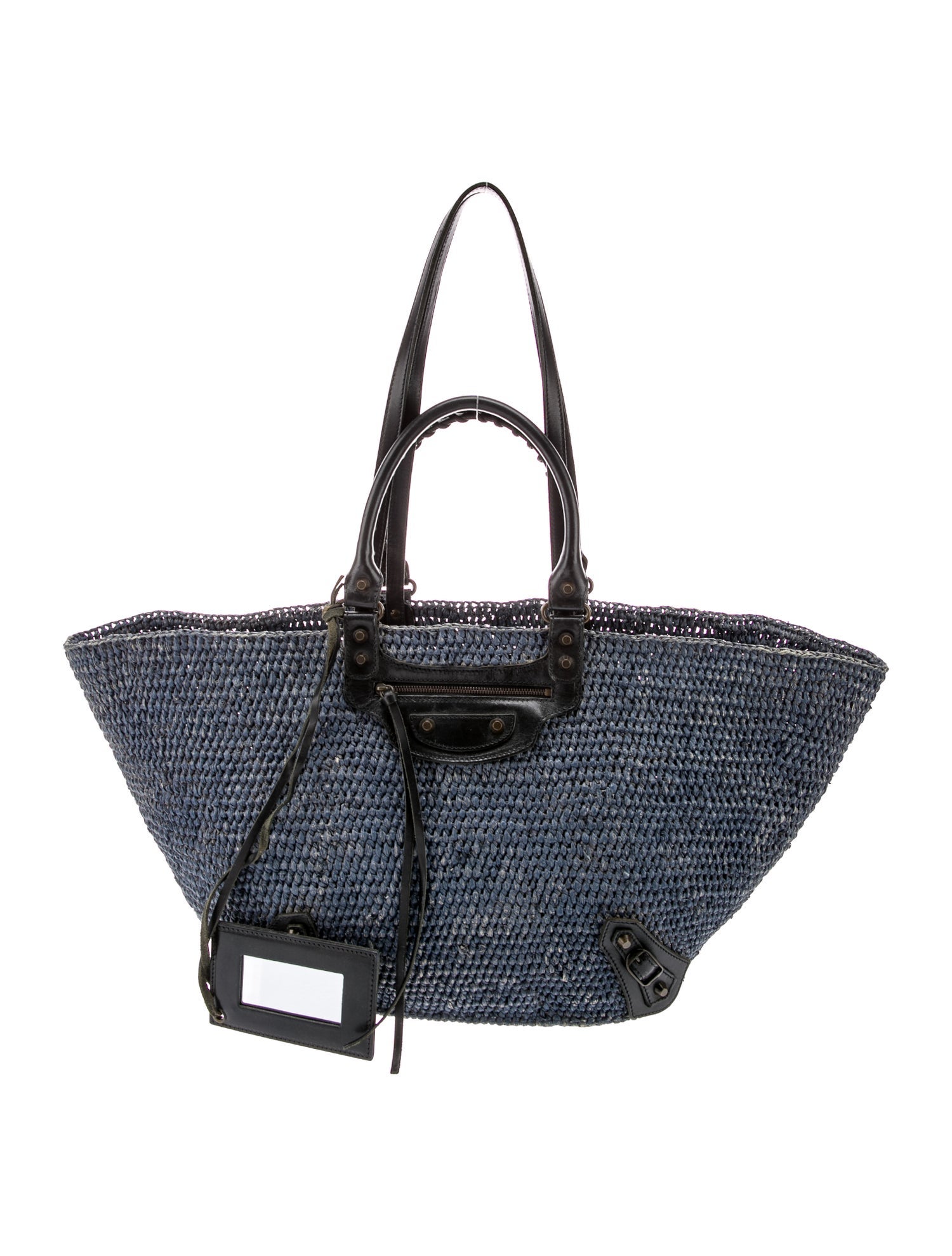 トートバッグ BALENCIAGA BLACK RAFFIA LARGE LE CAGOLE PANIER SHOPPING BAG Balenciaga Large Le Cagole Panier Tote Bag | Black | FARFETCH