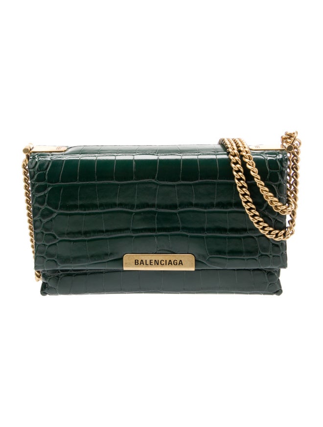 Balenciaga 2022 Embossed Small Triplet Bag - Green Crossbody Bags ...