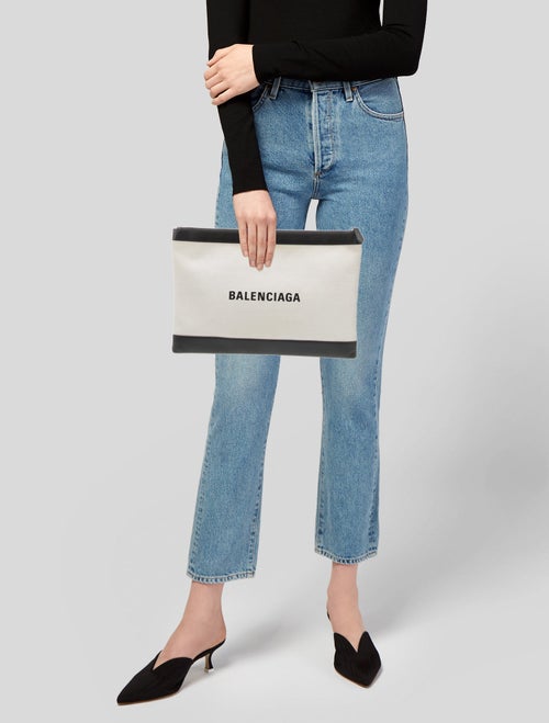 Balenciaga Leather-trimmed Canvas Clutch