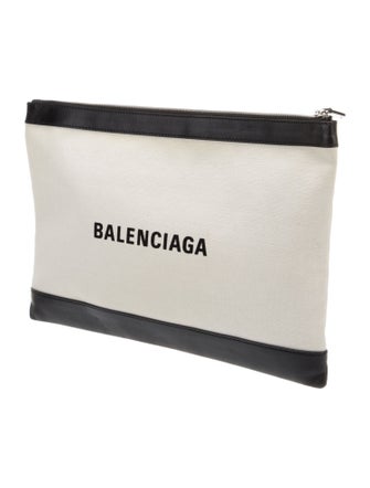 Balenciaga Leather-trimmed Canvas Clutch