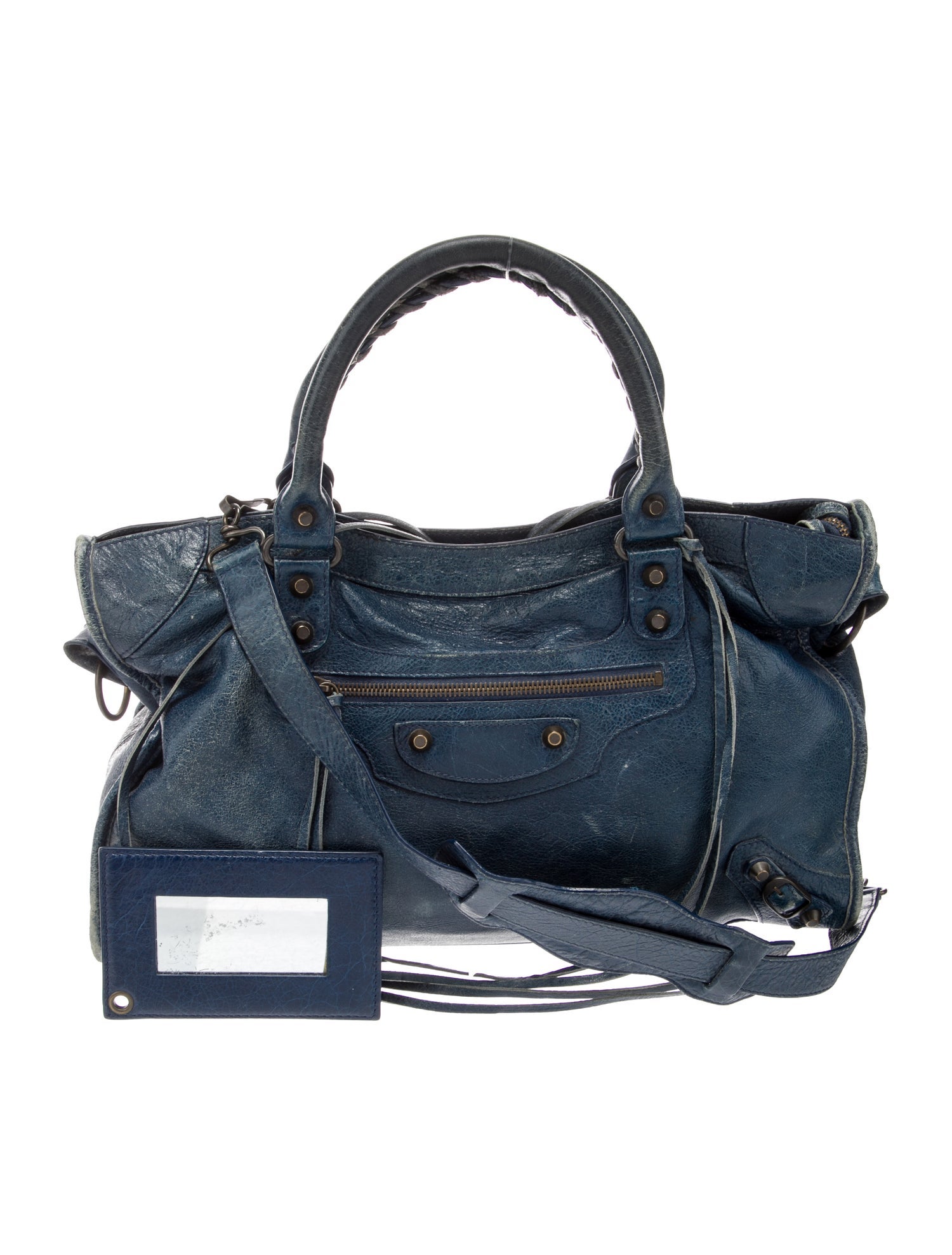 Balenciaga Leather Motocross Classic First - Blue Handle Bags