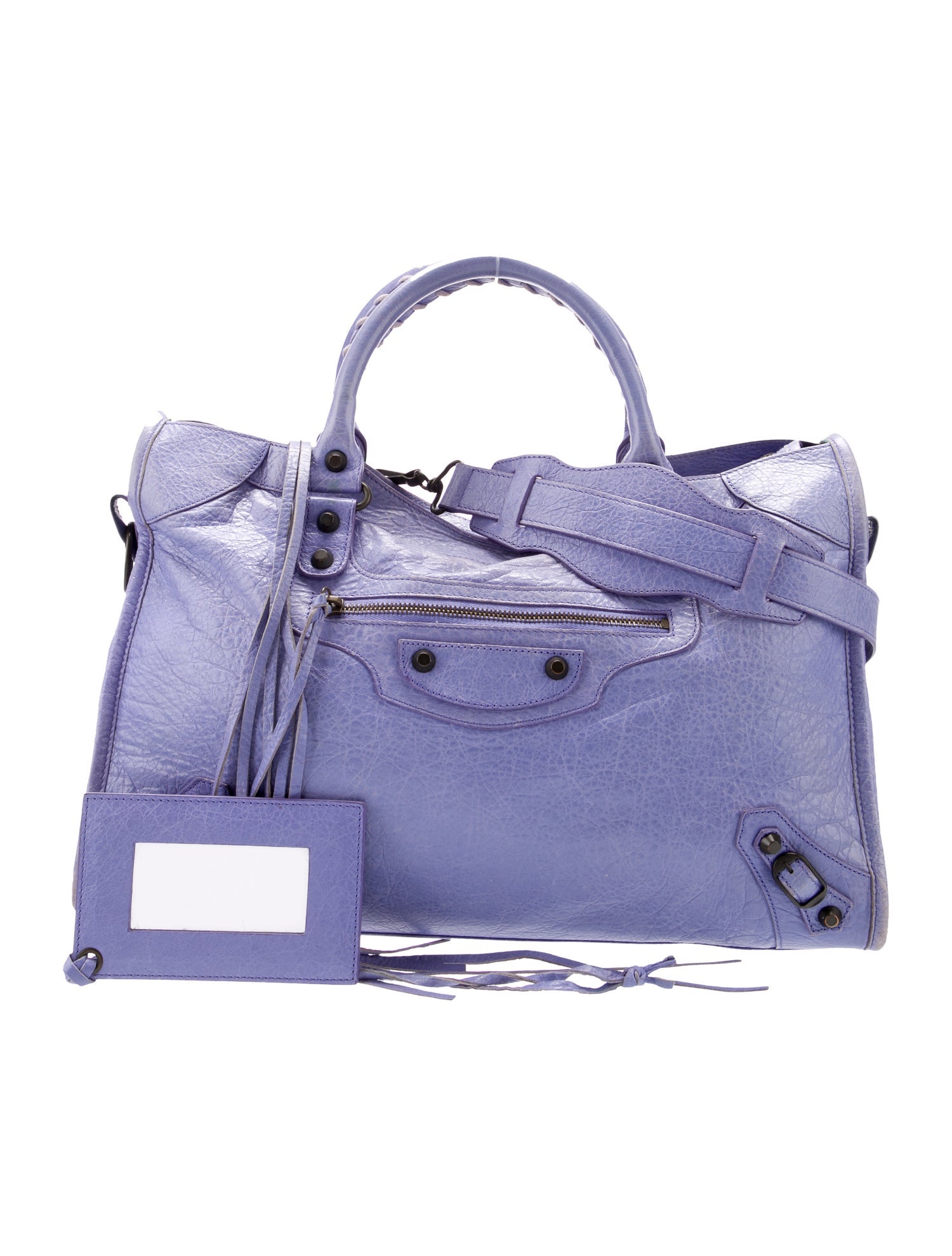 Balenciaga Leather Motocross Classic City - Purple Handle Bags