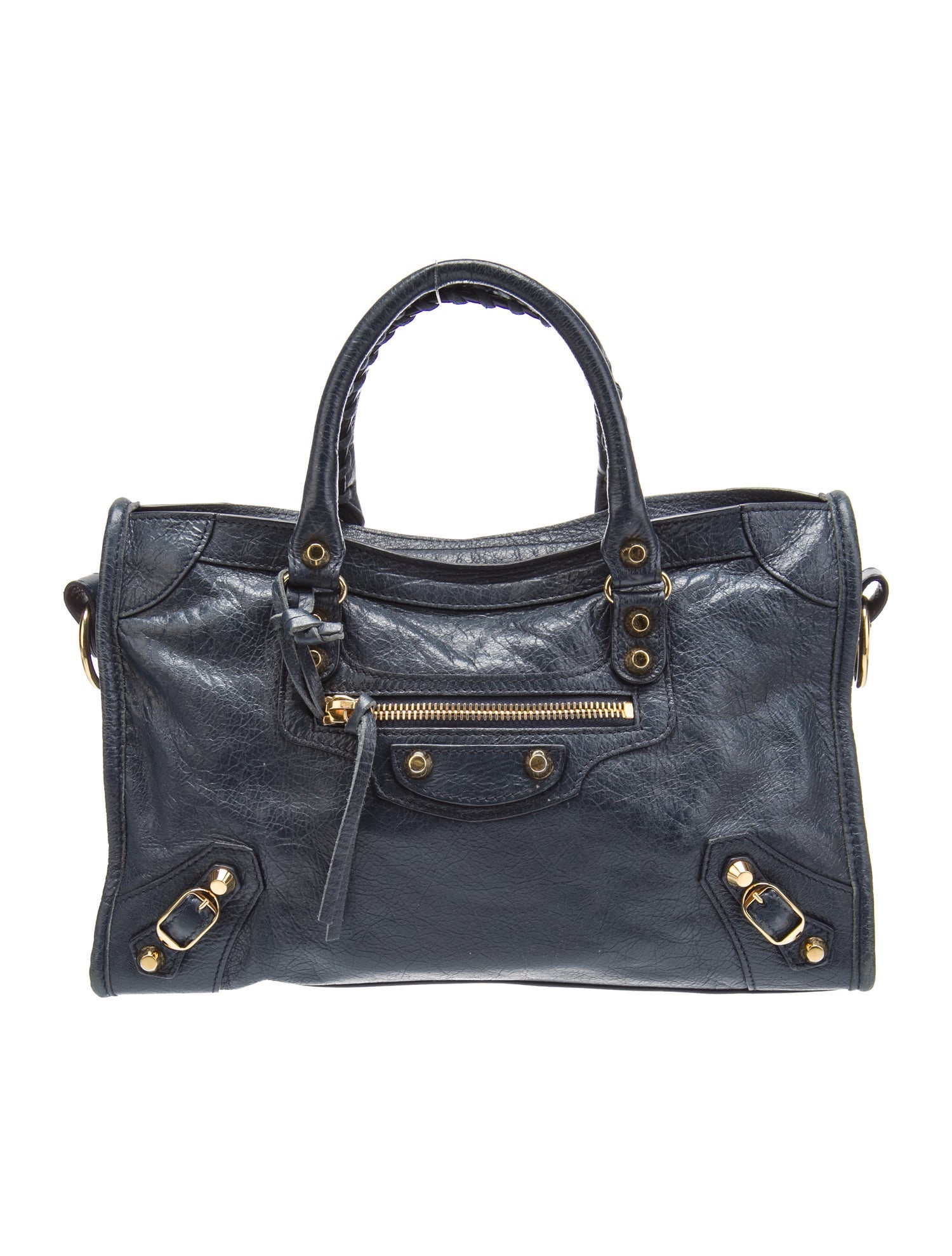 Balenciaga Lambskin Motocross Classic City Small Vintage Blue Handle