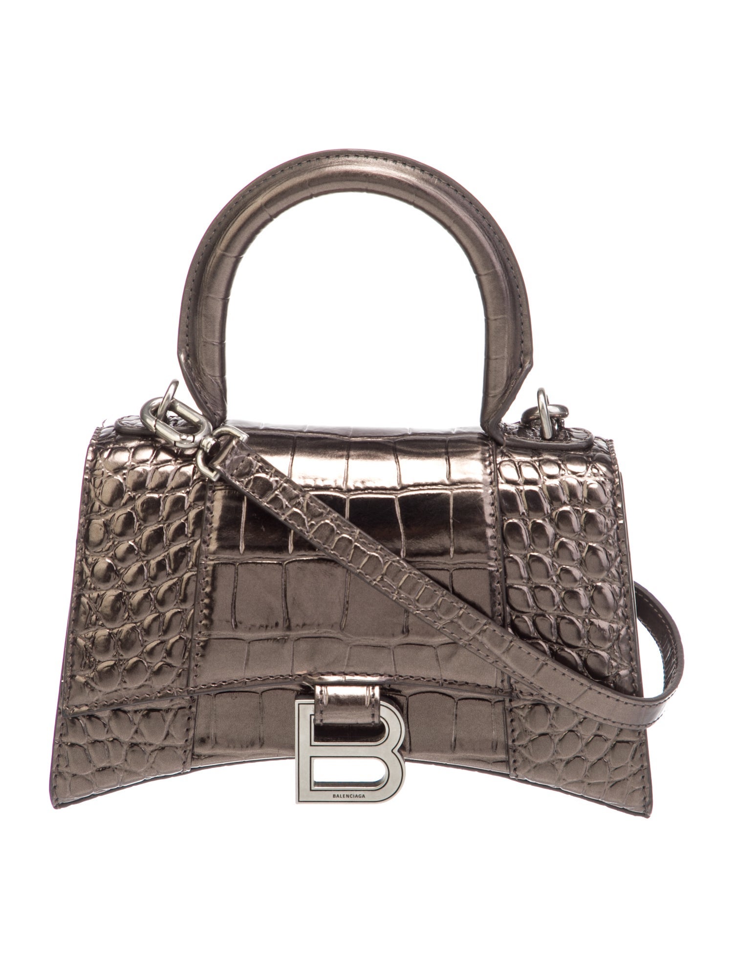 Balenciaga Embossed Leather Top Handle Bag 2023 Brown Handle Bags