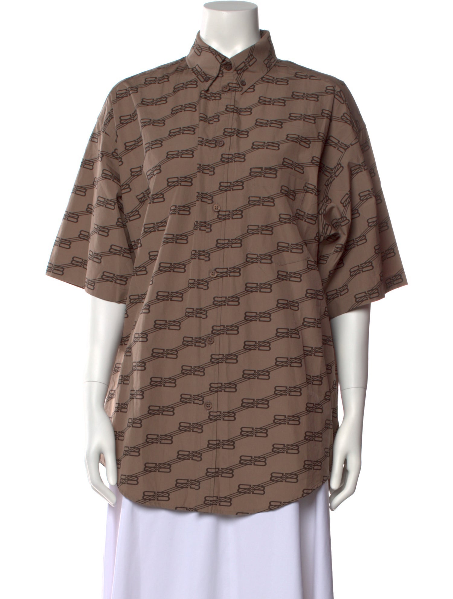 Balenciaga 2022 BB Logo Button-Up Top