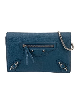 Balenciaga Leather Motocross Classic Wallet On Chain