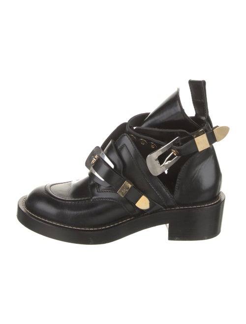 Balenciaga Leather Cutout Accent Combat Boots