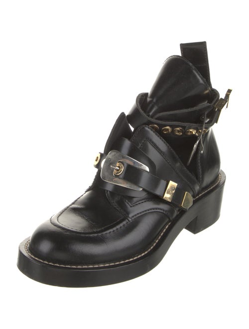 Balenciaga Leather Cutout Accent Combat Boots