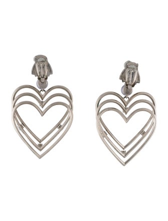 Balenciaga Crystal & Faux Pearl 3D Heart Clip-On Earrings