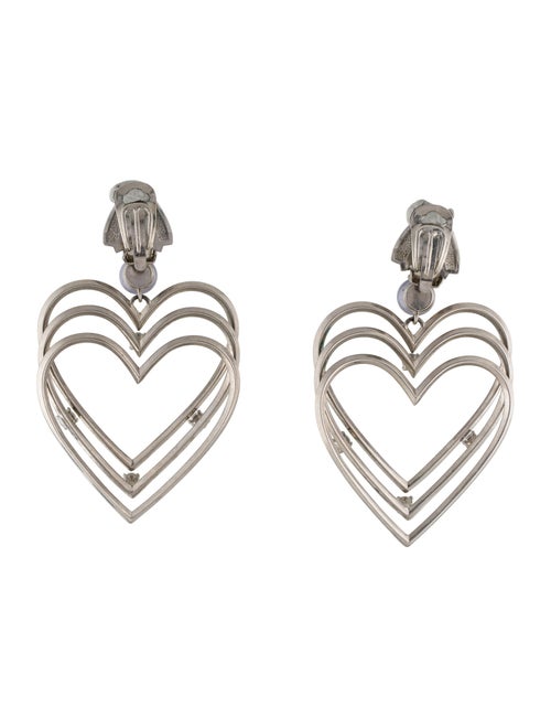Balenciaga Crystal & Faux Pearl 3D Heart Clip-On Earrings