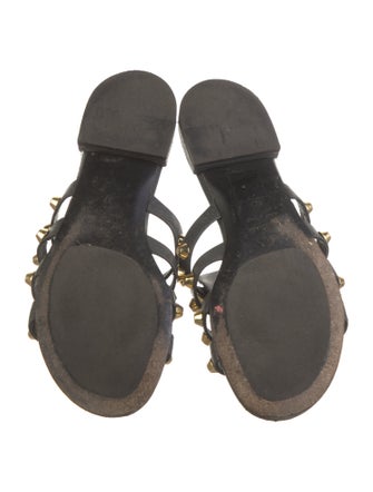 Balenciaga Leather Floral Print Slides