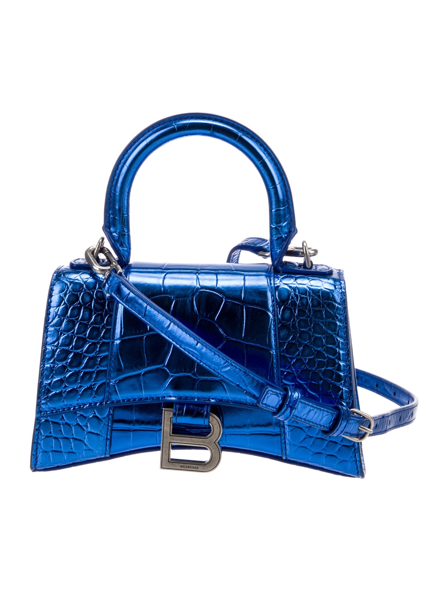 Balenciaga Embossed Leather Hourglass XS Top Handle Bag 2022