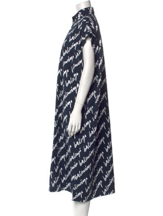 Balenciaga All Over Logo Midi Length Dress