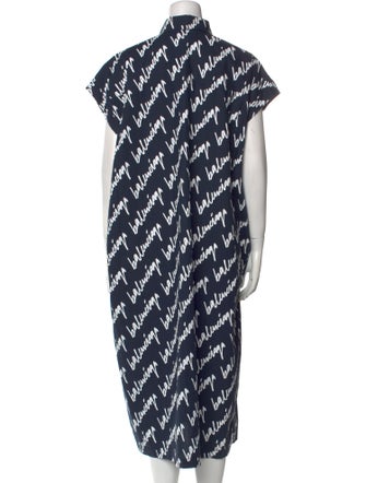 Balenciaga All Over Logo Midi Length Dress