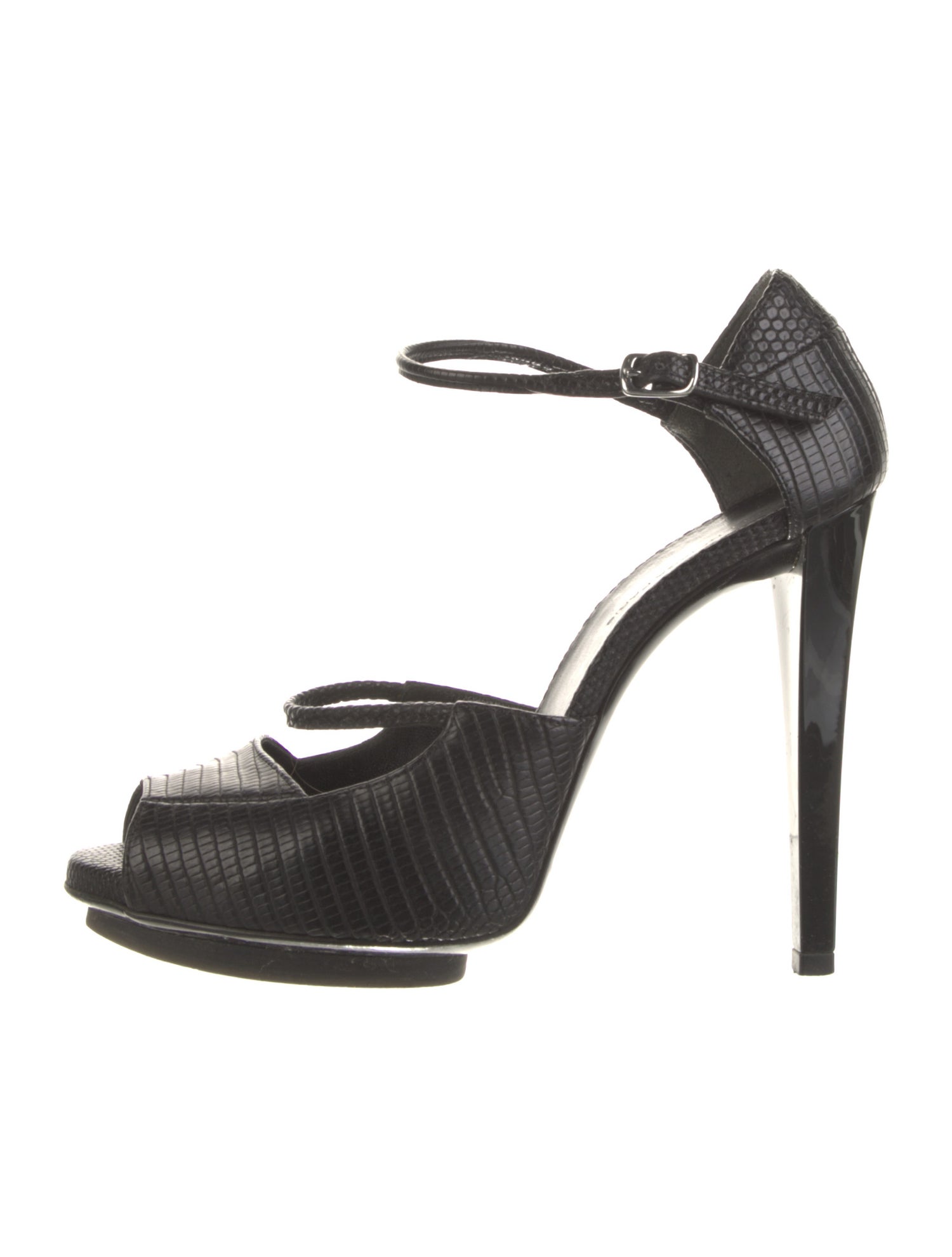 Balenciaga Leather Animal Print T-Strap Pumps