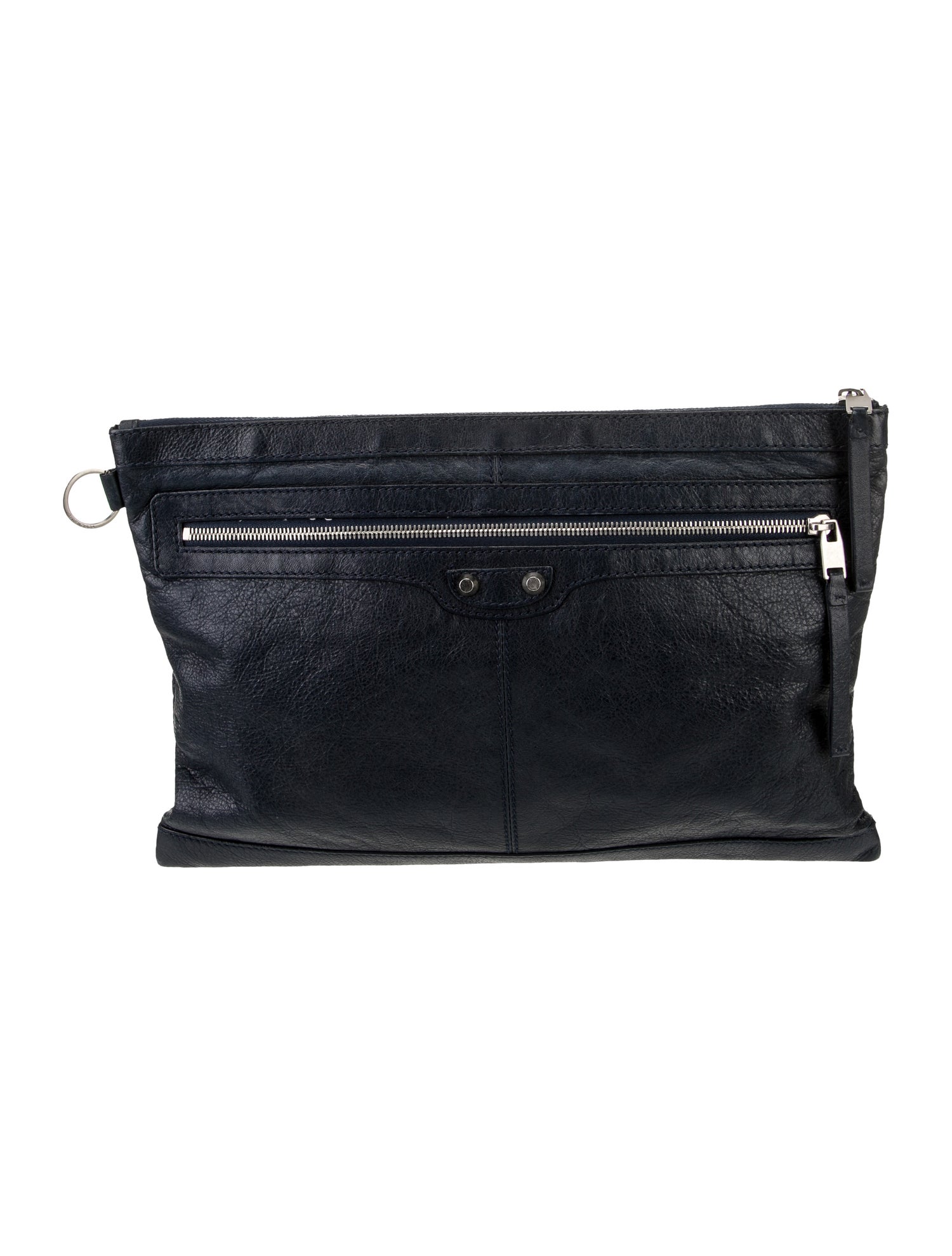 Balenciaga Leather Navy Clip L