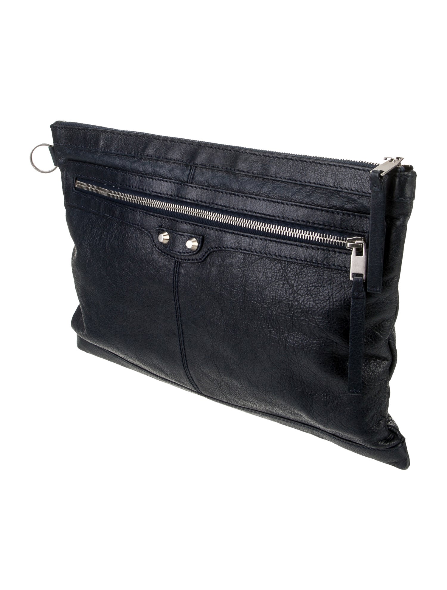 Balenciaga Leather Navy Clip L