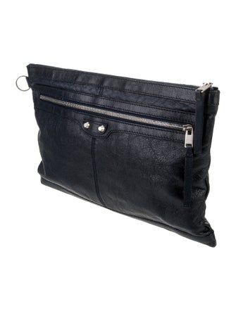 Balenciaga Leather Navy Clip L