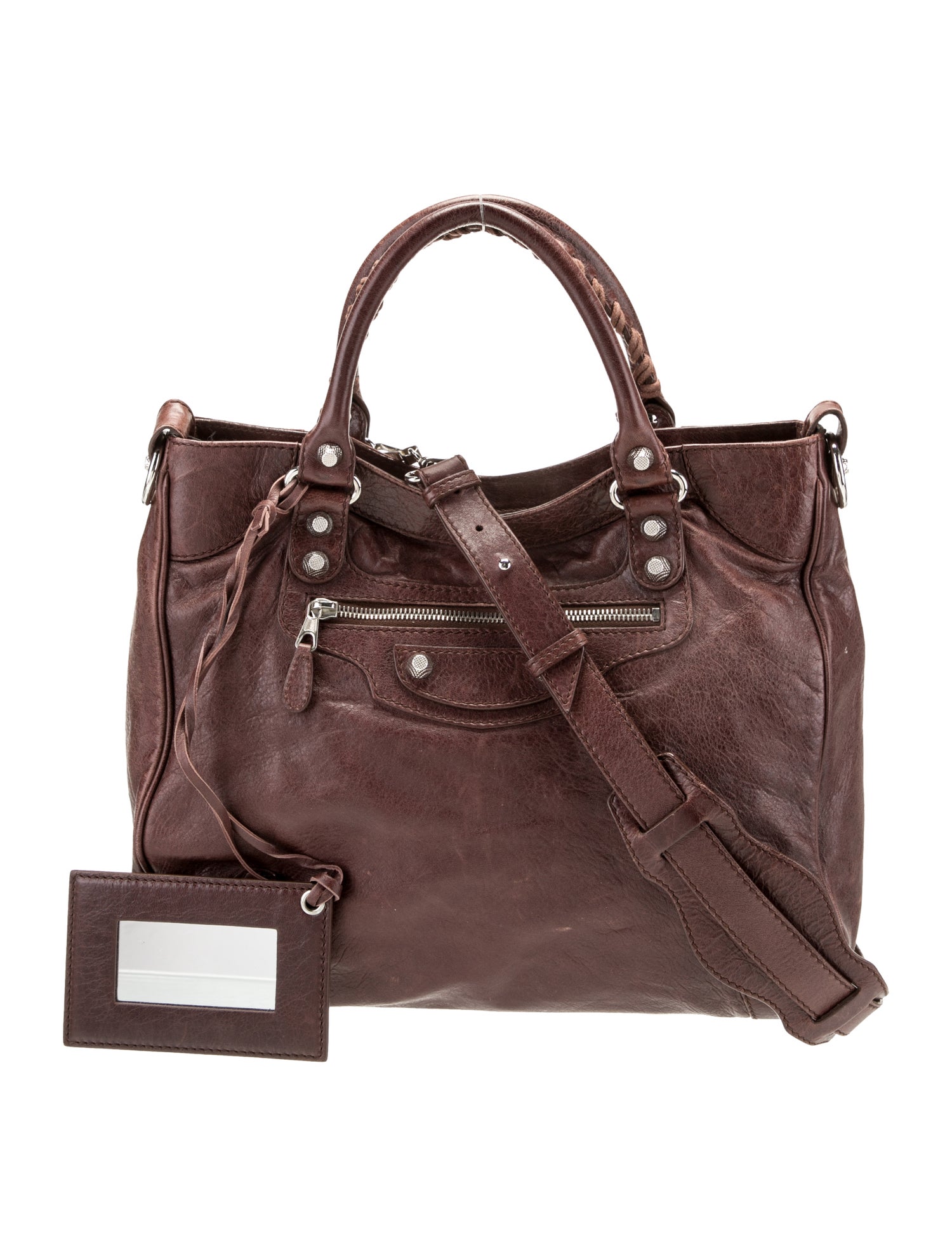 Balenciaga Leather Velo - Brown Handle Bags, Handbags - BAL314538 