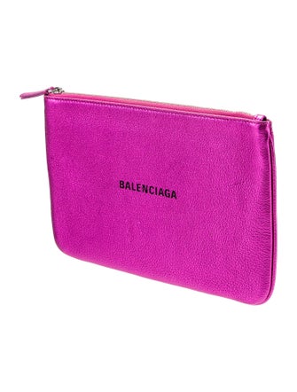 Balenciaga Leather everyday logo clutch