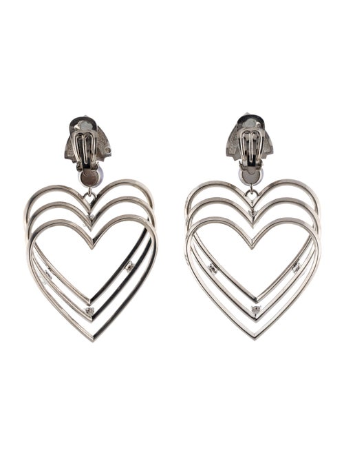 Balenciaga Crystal & Faux Pearl 3D Heart Clip-On Earrings