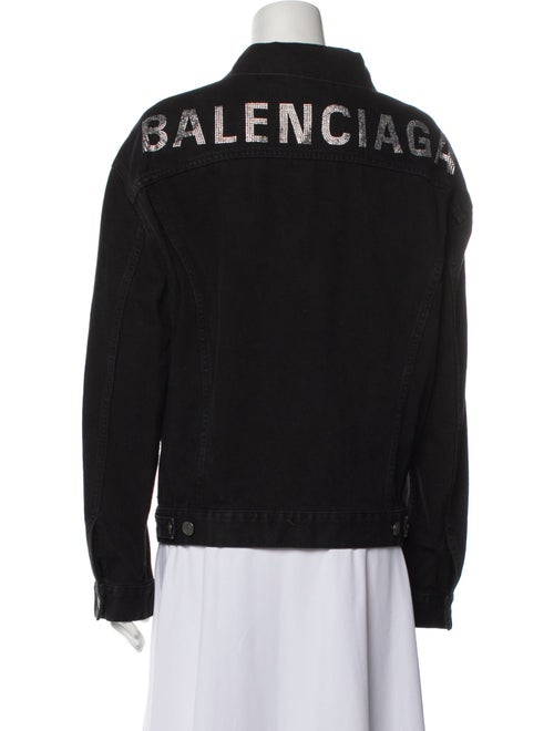 Balenciaga 2019 Rhinestone Logo Denim Jacket