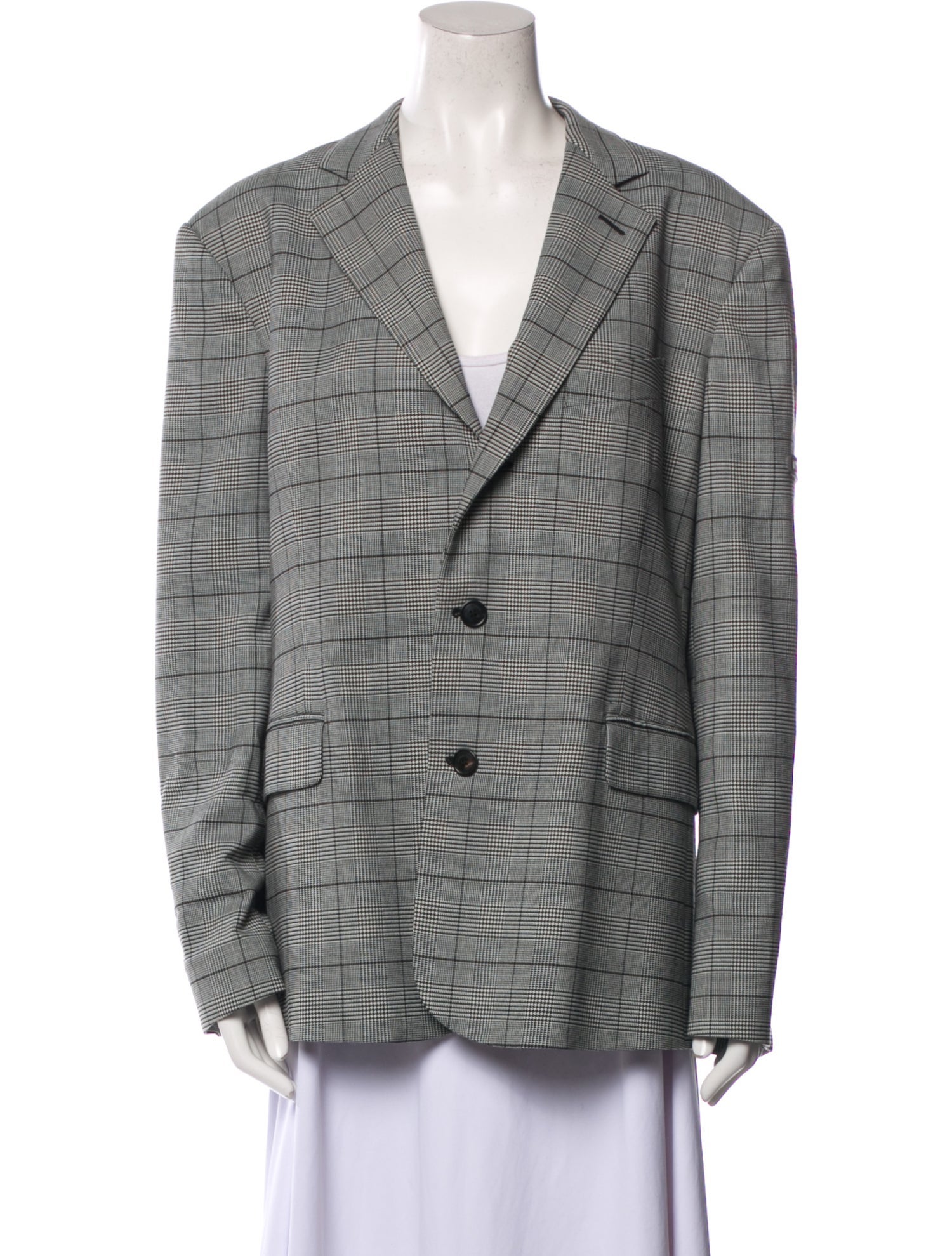 Balenciaga 2018 Plaid Print Blazer