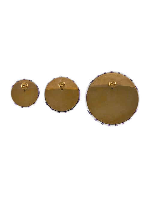 Balenciaga Fabric Stripes Set Of 3 Button Drop Earring