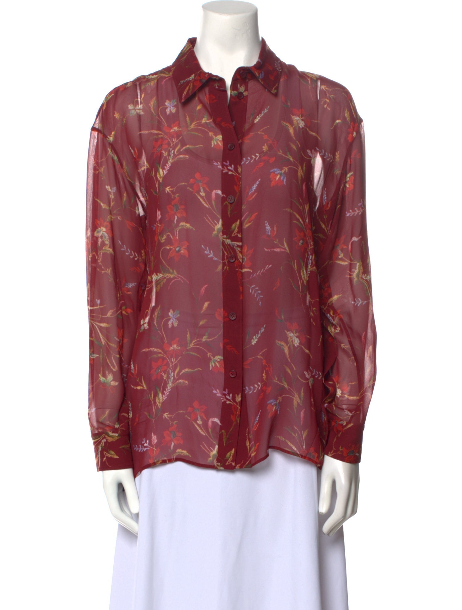 Balenciaga 2016 Floral Print Button-Up Top