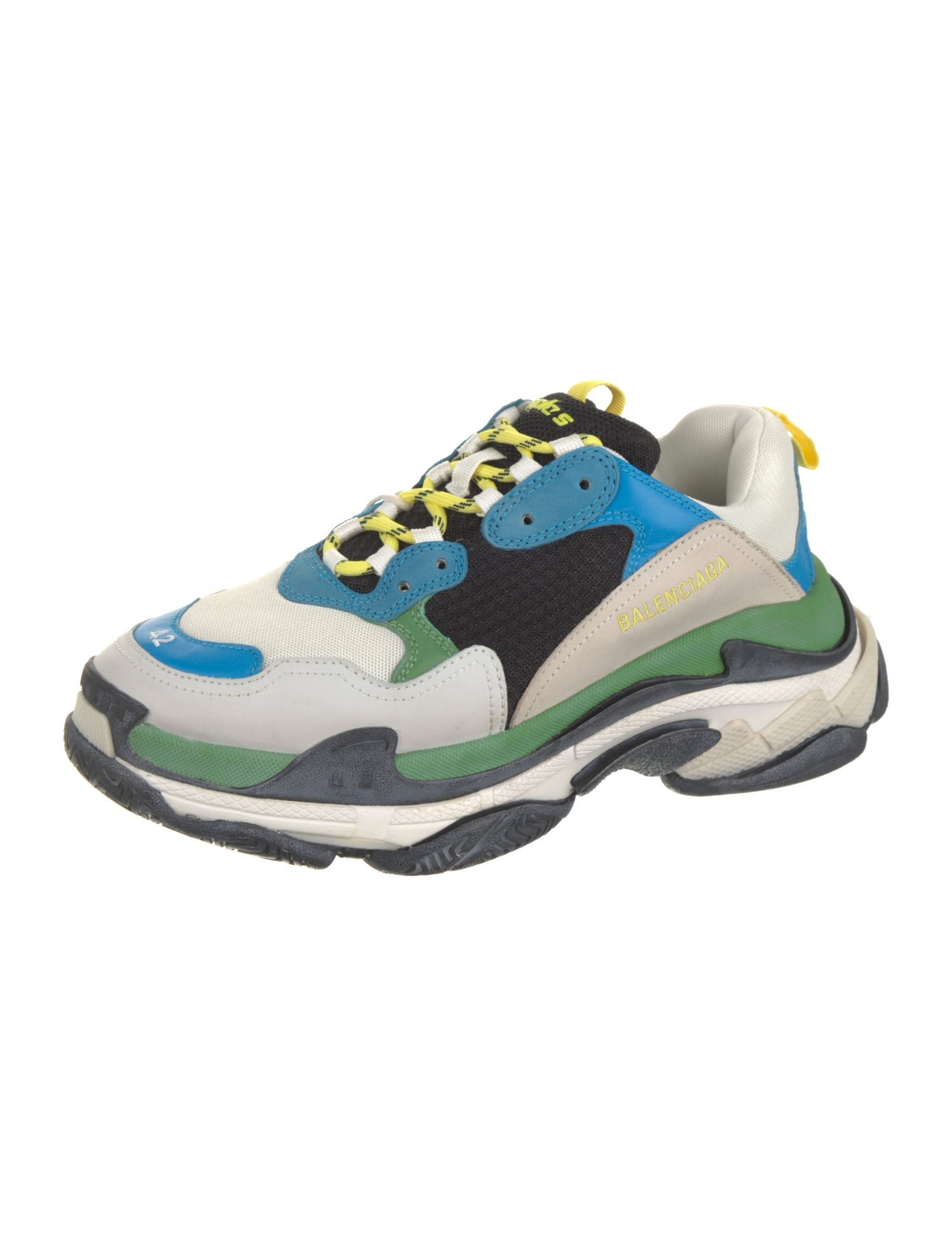 Balenciaga Leather Colorblock Pattern Sneakers