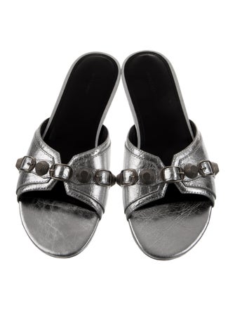 Balenciaga Leather Studded Accents Slides w/ Tags