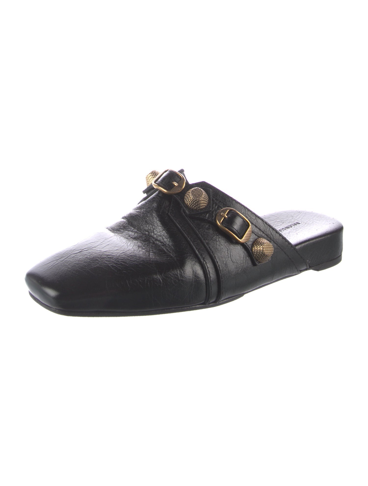 Balenciaga Leather Studded Accents Mules