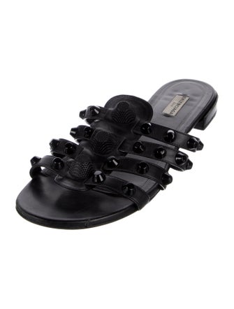 Balenciaga Leather Studded Accents Slides