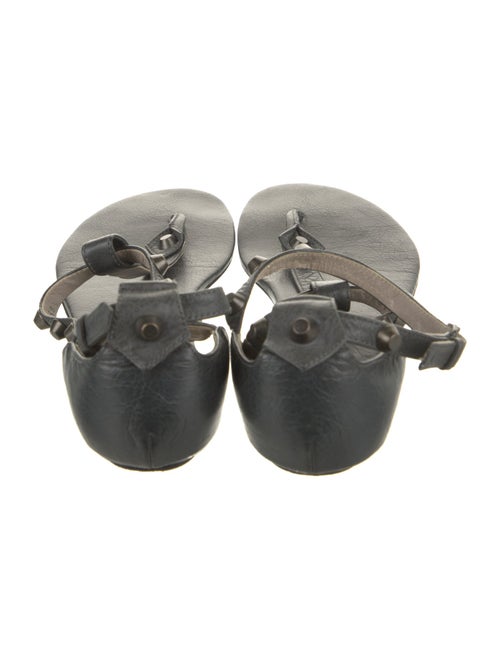 Balenciaga Leather Studded Accents T-Strap Sandals