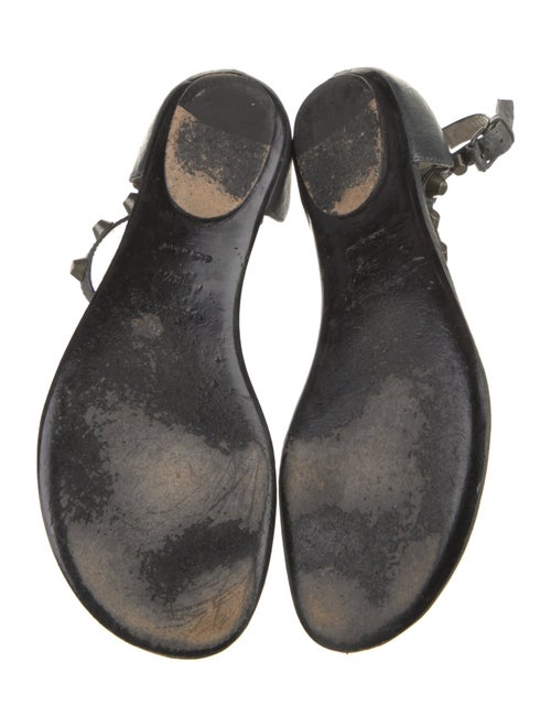 Balenciaga Leather Studded Accents T-Strap Sandals