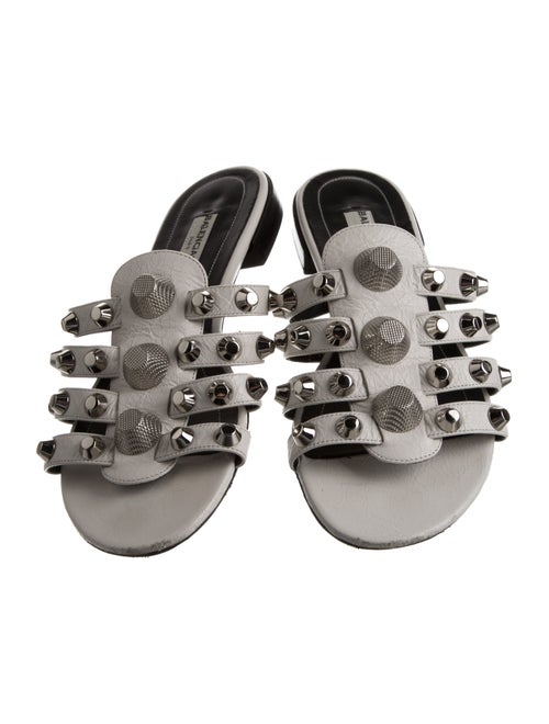 Balenciaga Leather Studded Accents Slides