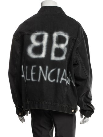 Balenciaga 2021 Spray Painted Graffiti Denim Jacket