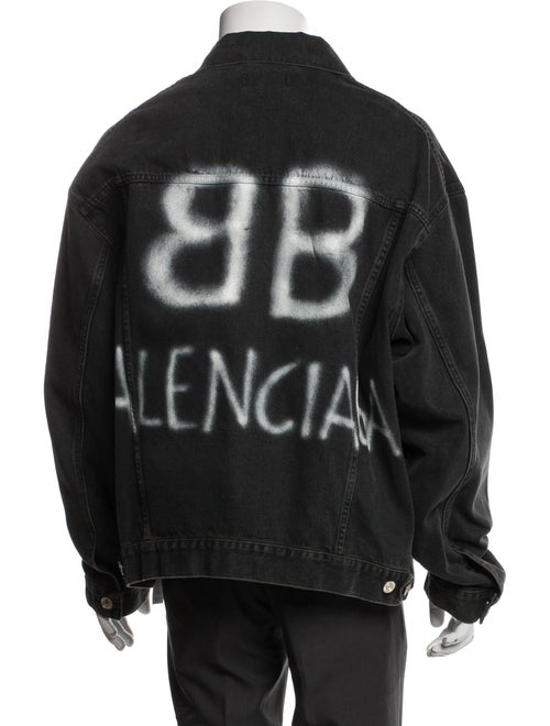Balenciaga 2021 Spray Painted Graffiti Denim Jacket