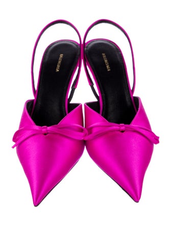 Balenciaga Satin Bow Accents Slingback Pumps