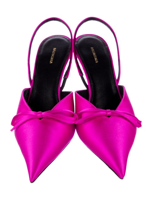 Balenciaga Satin Bow Accents Slingback Pumps