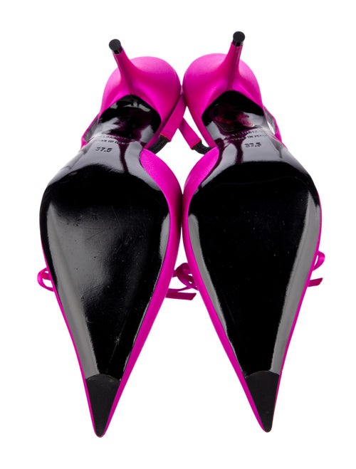 Balenciaga Satin Bow Accents Slingback Pumps