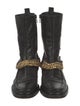 Balenciaga Leather Animal Print Moto Boots