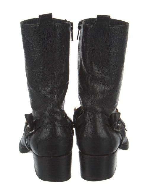 Balenciaga Leather Animal Print Moto Boots