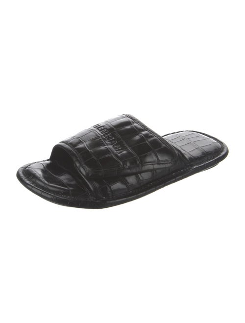 Balenciaga Embossed Leather Slides